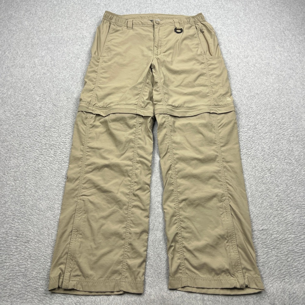 North Face Hiking Pants Mens Medium Short Khaki Tan Nylon Convertible Zip-Off